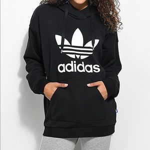 Adidas Trefoil Black Oversized Hoodie Sweatshirt